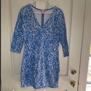 Lilly Pulitzer Clarke Blue and White V- neck Dress